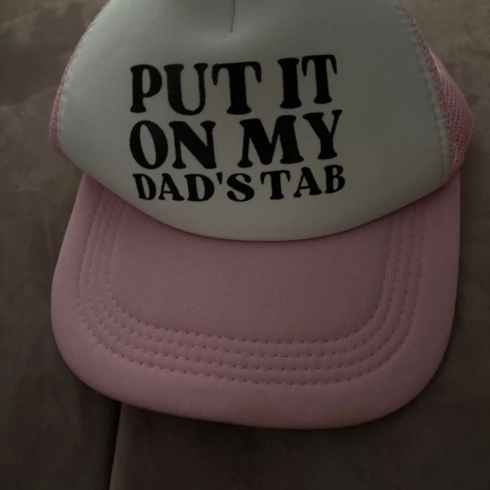 Pink and White Trucker Hat with Bold Black Slogan - Picture 2 of 5